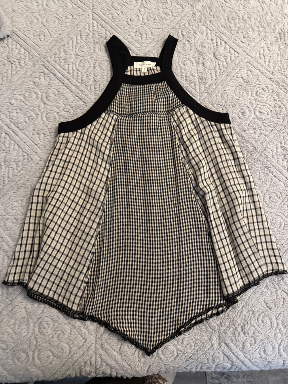 Black & White Gingham Halter Tank Top